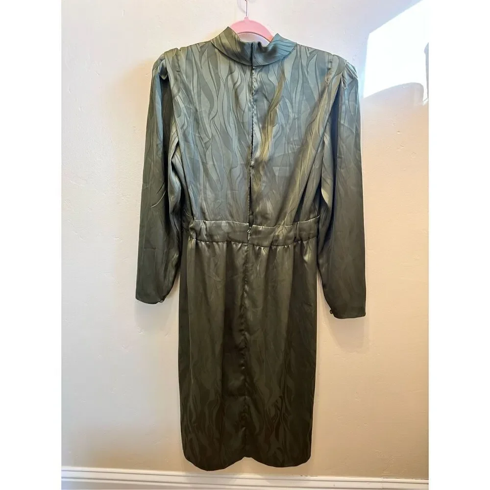 Ronny Kobo Green Long Sleeve Dress With Peek a Boo Back Size 12